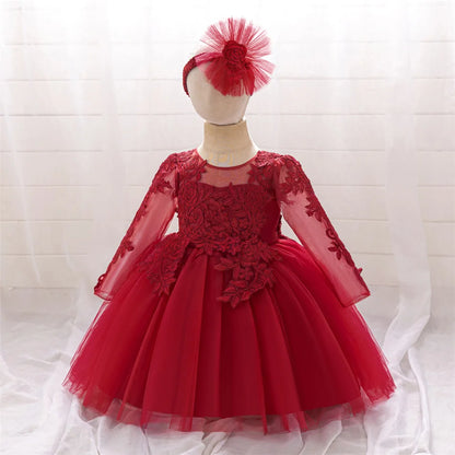 Kleinkind Rot Pailletten Mesh Kleid Mädchen Baby Einfarbig Neue Jahr Party Formale Kostüm Leistung Prinzessin Kleid Geburtstag Kleidung