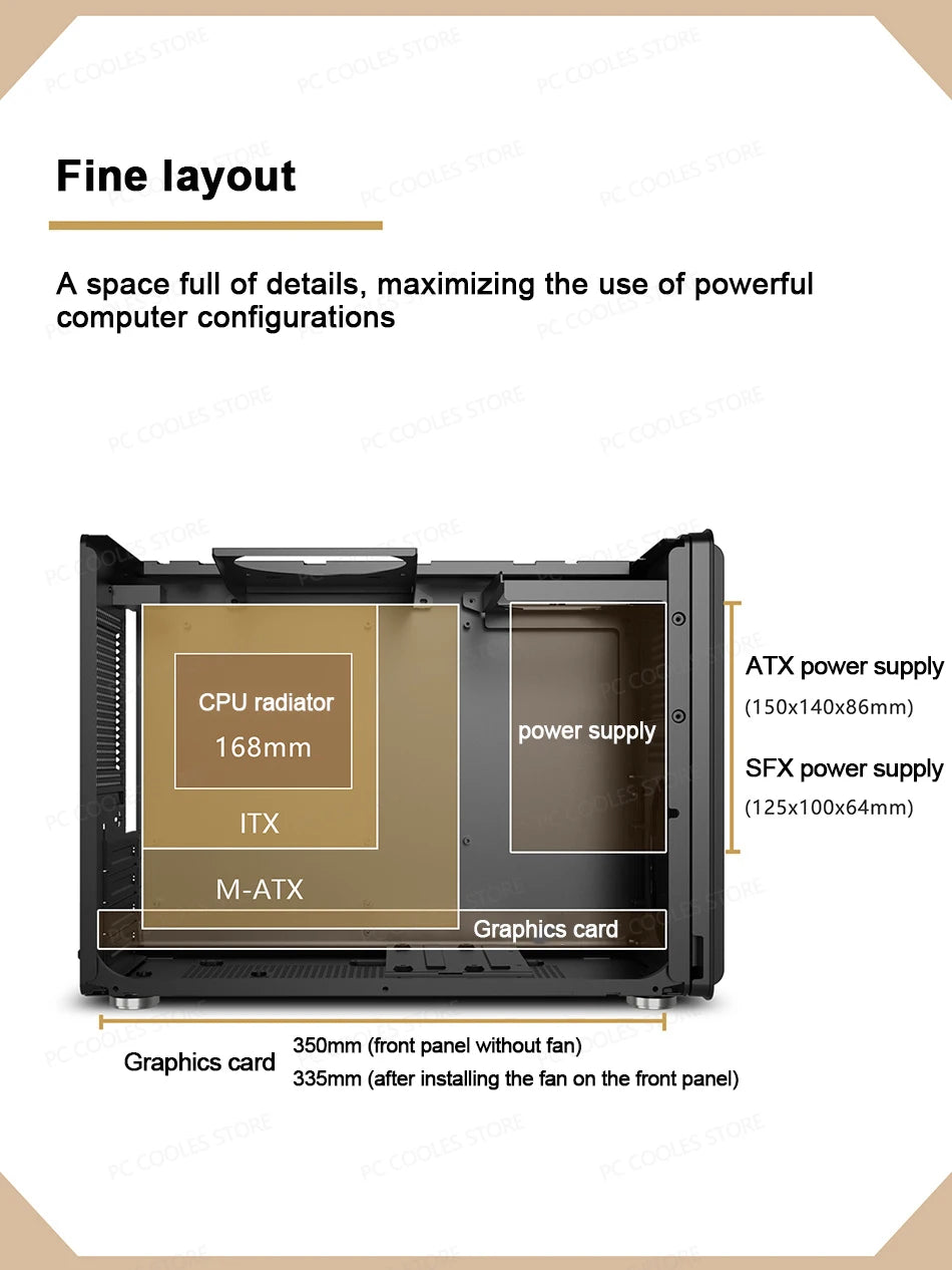 Power Train P40 MATX Mesh Case Handheld DIY Mini Compact ITX Type-c Desktop Game Computer Chassis Supports 350mm Graphics Card.