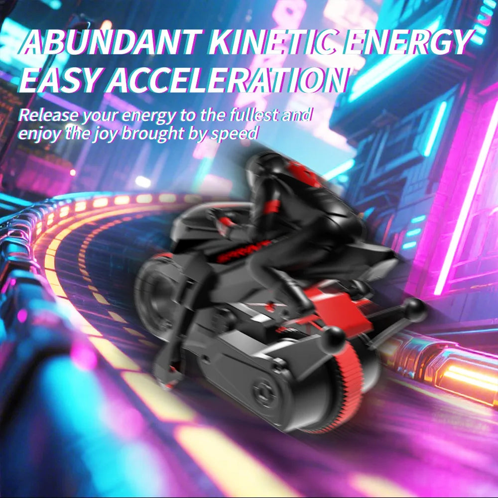 New Stunt Motorcycle 360 ° Rotation Remote Control Car High-Speed Drift Rc Racing Boy Toy Car Model Christmas Halloween Gift.