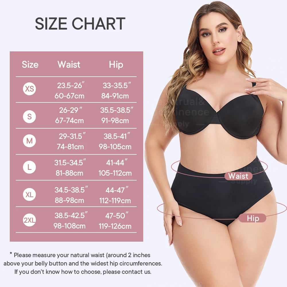 High Waist Period Panties for Women 4-Layer Leakproof Protection Heavy Absorption Menstrual Panties Breathable Reusable.