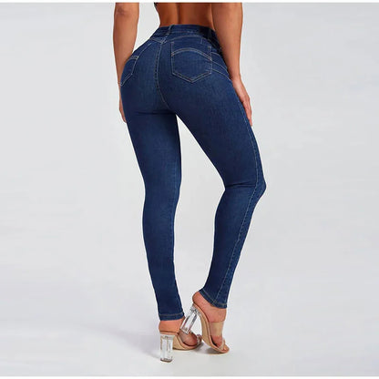 Slim High-waist Jeans Women's Sexy Skinny Pencil Pants Washed Denim Long Trousers 2025 Autumn New Ladies Zipper Streetwear