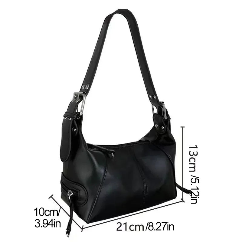 Y2K Style Shoulder Bag For Women Trendy Motorcycle Handbag Minimalist Shoulder Purse For Girls Street Wear.