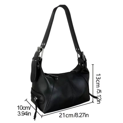 Y2K Style Shoulder Bag For Women Trendy Motorcycle Handbag Minimalist Shoulder Purse For Girls Street Wear.