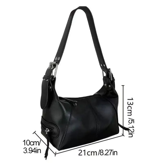 Y2K Style Shoulder Bag For Women Trendy Motorcycle Handbag Minimalist Shoulder Purse For Girls Street Wear.