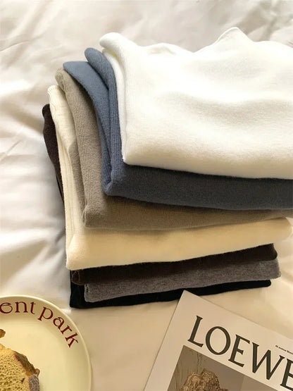 2025 Women Turtleneck Knitted Pullovers Solid Sweater Harajuku Korean Soft Warm Knitwear Autumn Winter Fashion Slim Jumpers Tops