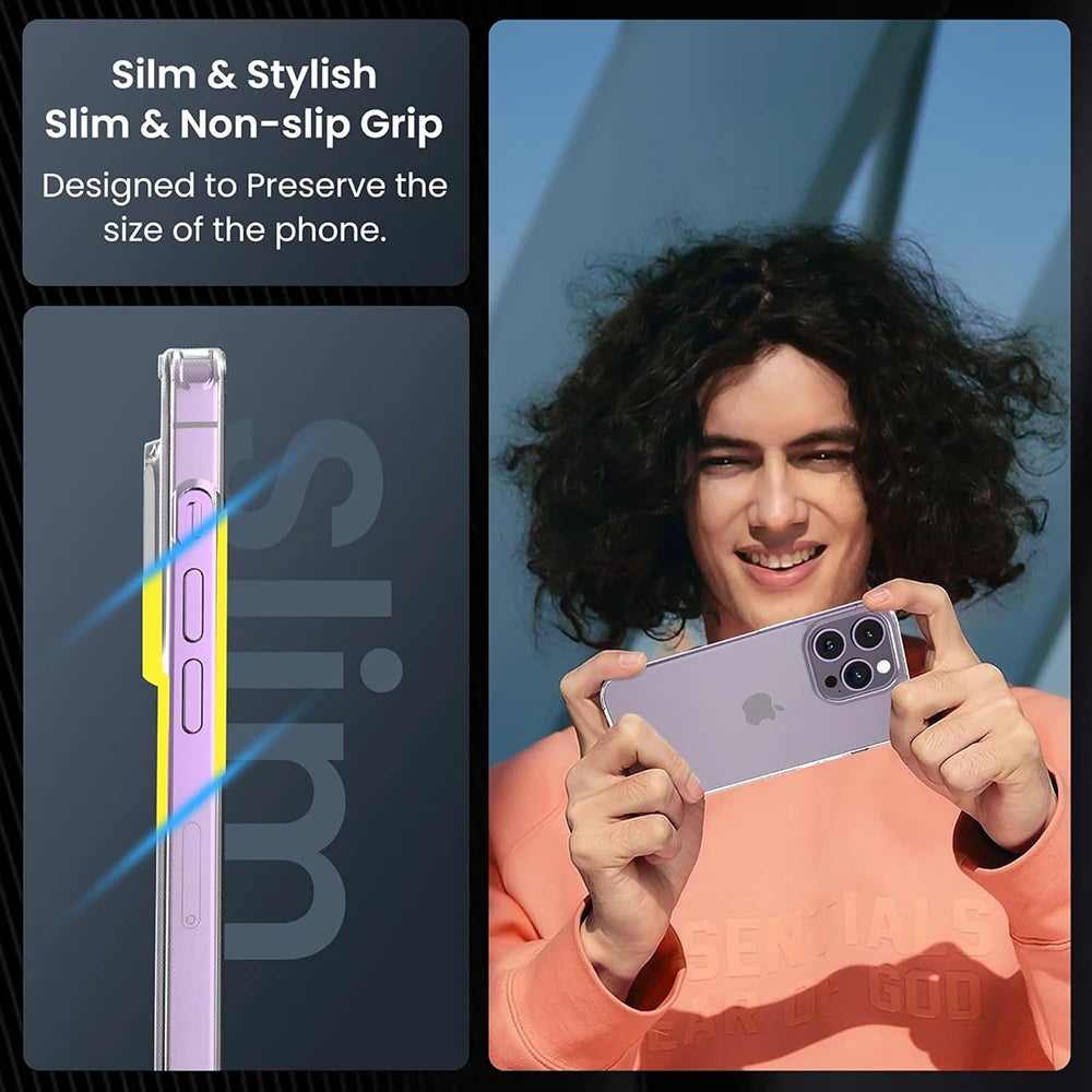 Hybrid Acrylic Airbag Shockproof Case For iPhone 16 15 14 13 12 11 Pro Max Plus Mini Clear Hard Back Cover Silicone Soft Shell.