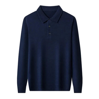 Men's Fashion Cashmere Sweater 100% Merino Wool Pullover Casual Loose POLO Knitted Bottom Shirt Jacket for Autumn Winter.