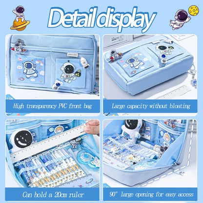 17/31 Astronauten-Federmäppchen-Set, 12-lagige Schreibwarentasche mit großem Fassungsvermögen, Kosmetiktasche, geeignet für Büro- und Schulgebrauch.