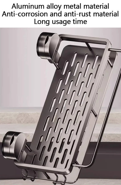 Kein Bohren, Saugnapf, selbstklebendes Badezimmerregal, Badezimmerregal, Toilette, Aluminium-Hängeregal, Badezimmer-Organizer, zum Aufhängen an der Wand