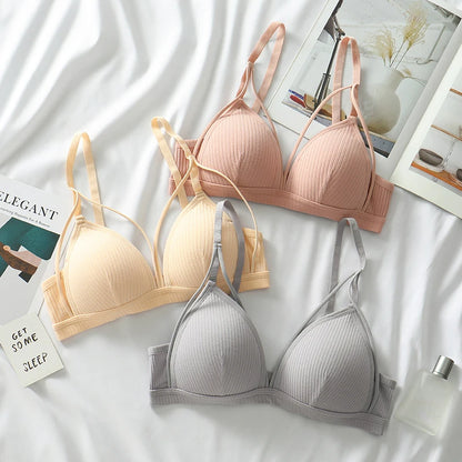 Sexy Women Bra Wire Free Brassiere Push Up Lingerie French Triangle Cup Bra Underwear Thread Top Female Intimates Bralette.