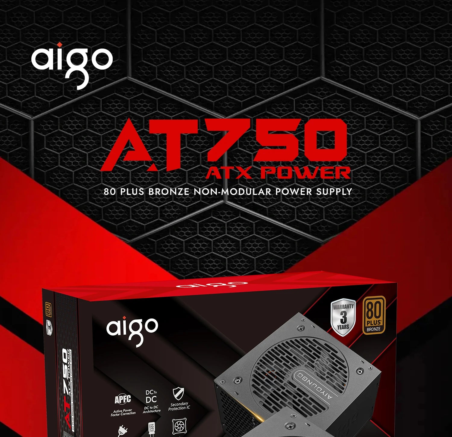 Aigo AT Power Supply PC Gamer 550W 650W 750W ATX Fonte 80 PLUS Bronze Certification 100-240V Diy Gaming Computer PSU For 14600kf.