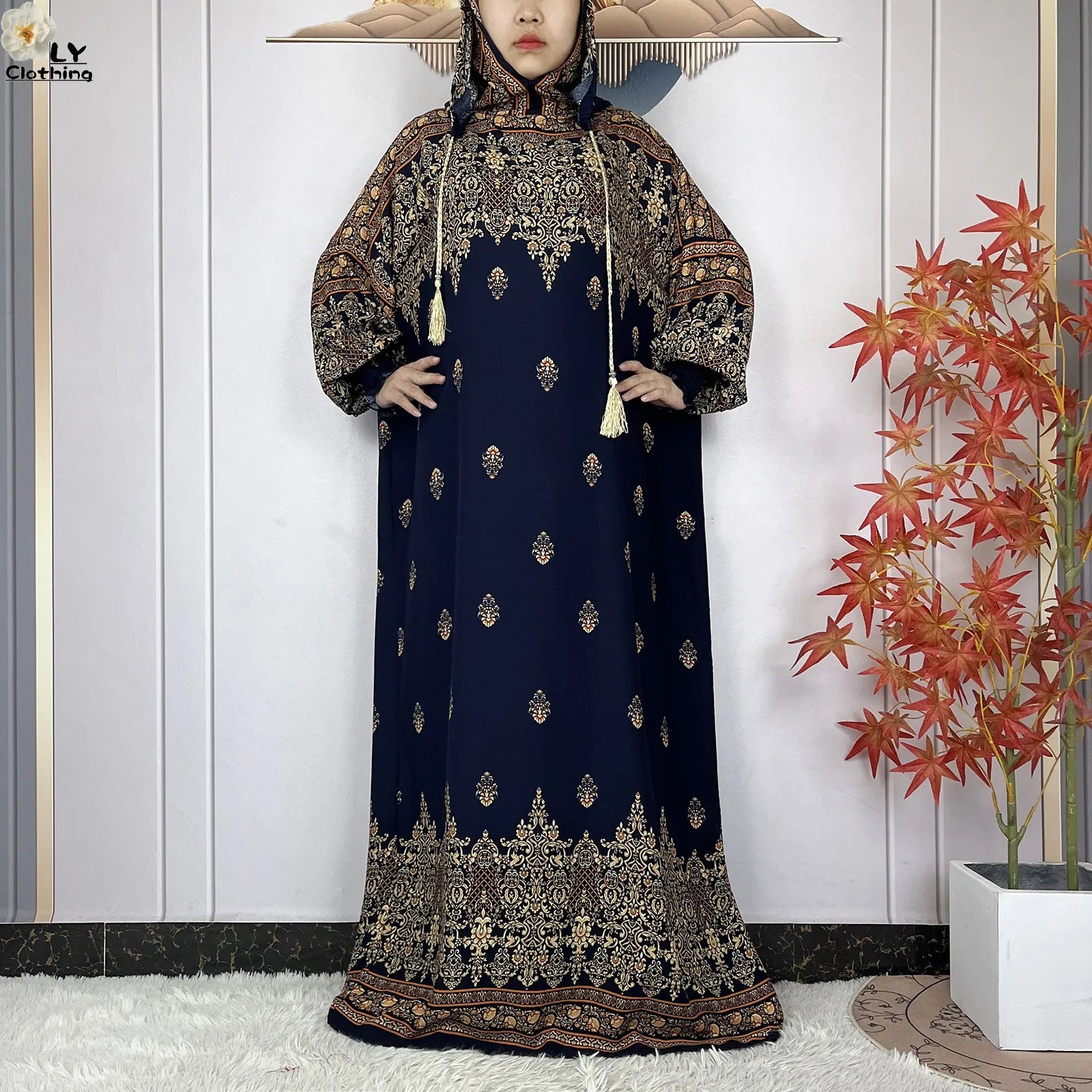 2025Hot Sales New Ramadan Muslim Double Hat Women Abaya Prayer Garment Islam Turkey Arabic Femme Abaya Prayer Kaftan Loose Robes.