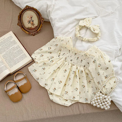 MILANCEL Baby-Bodys, Blumenmuster, Mädchen, einteilig, Säuglingskleidung, Leinen, atmungsaktive Kleidung.