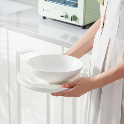 MALACASA 24 Piece Ceramic Plates Porcelain Dinnerware Set with 6 Pcs Dinner/Dessert Plates/Soup/Bowl Tableware Set Service for 6.