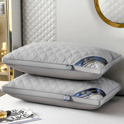 Popular hotel pillow with embroidered feather velvet core, high elasticity and no collapse, student neck protection pillow