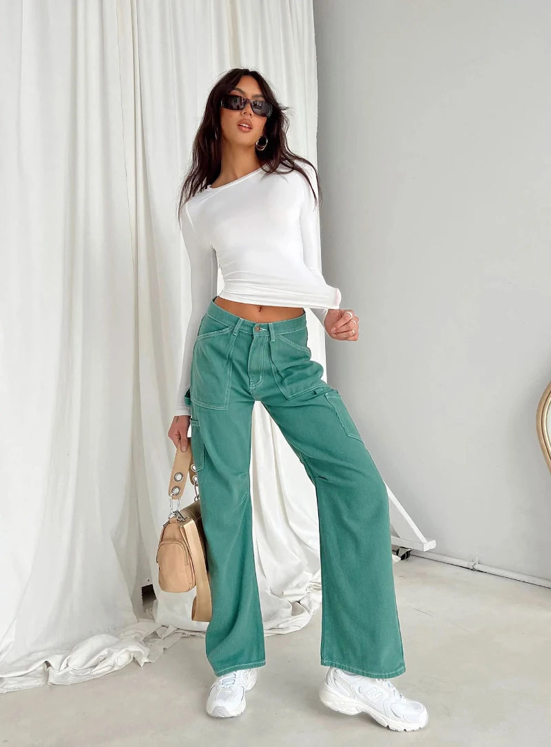 Women's Long Sleeved T-Shirt Spring And Autumn Solid Color Slim Fit Pullover Women's Basic T-Shirt Y2k Clothes Street Wear.