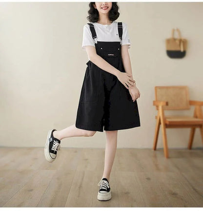 Denim Jumpsuits for Women Vintage Korean Style One Piece Outfit Casual Loose Rompers Wide Leg Jeans Summer New Women Clothing.