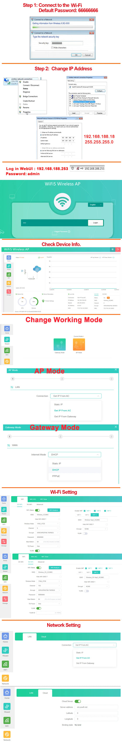KuWFi 1200Mbps Outdoor Access Point Wireless WiFi Extender Dual Band 2.4G/5GHz AC1200 AP Router with High Gain External Antenna.