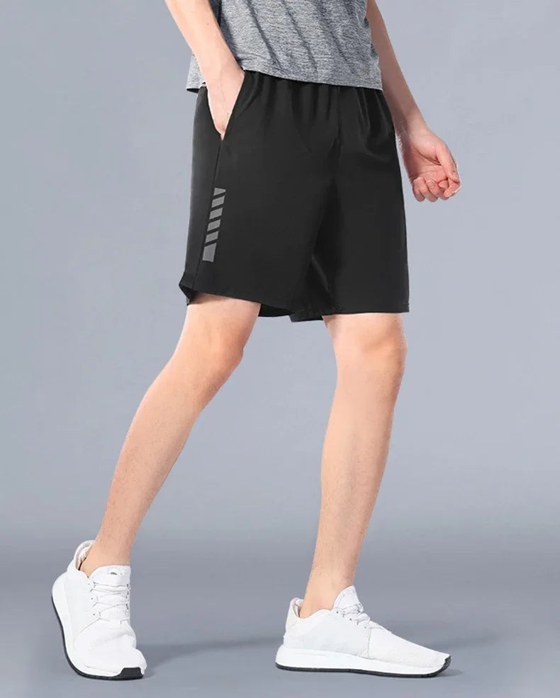 Men's Loose Quick-Dry Running Shorts – Breathable Striped Gym & Basketball Shorts for Fitness, Workout, Sport.