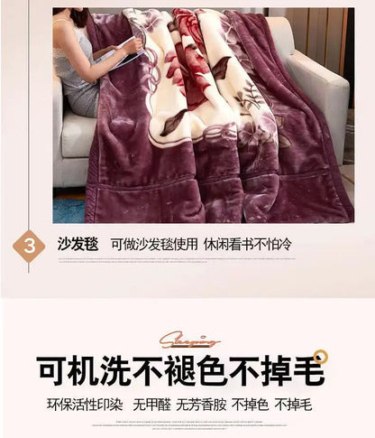 2025 new printed double-layer thickened Raschel  - et single double autumn and winter warm  - et cloud mink  - et.