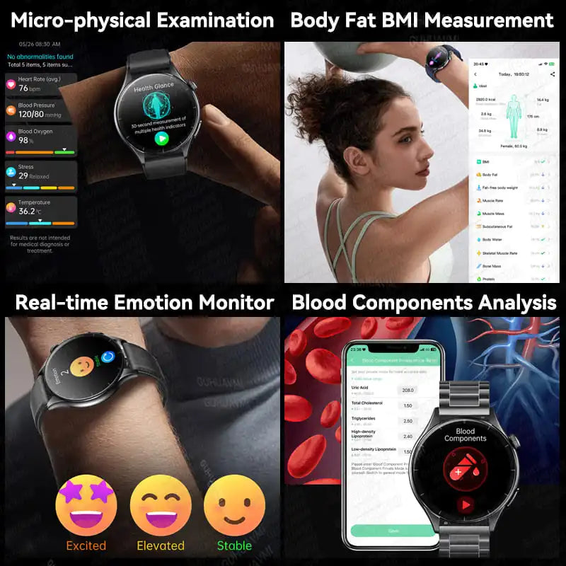2025 New For HUAWEI Health MonitorUric Acid Blood Pressure Blood oxygen Body Analysis Smart Watch ECG+PPG Clock Smartwatch Men.