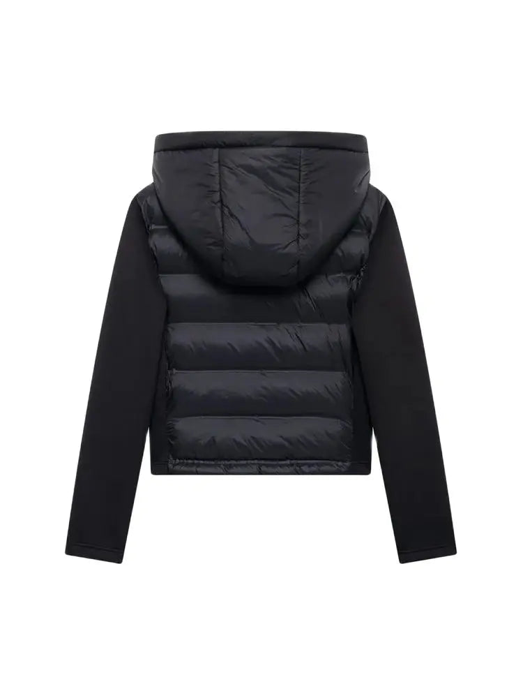 TRZA-Patchwork-gepolsterter Jackenmantel mit Kapuze und Taschen für Damen, lange Ärmel, Reißverschluss vorne, Damenoberbekleidung, schicke Oberteile, Mode.