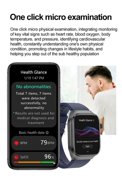 2025 New AI Intelligent Diagnosis ECG+PPG Smartwatch Health Protection Blood Lipids Uric Acid Heart Rate BT Call Smart Watch Men.