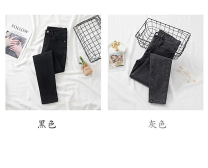 High-Waisted Slimming Jeans Women's Spring Summer New Style Outerwear Tight Fitting Elastic Waistline Legging Shoes.