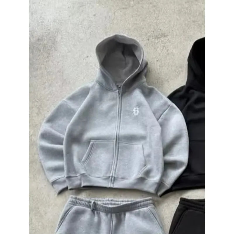 Men and women suits embroidered hoodies loose zipper cardigan personality long-sleeved pants street wear hot sale.
