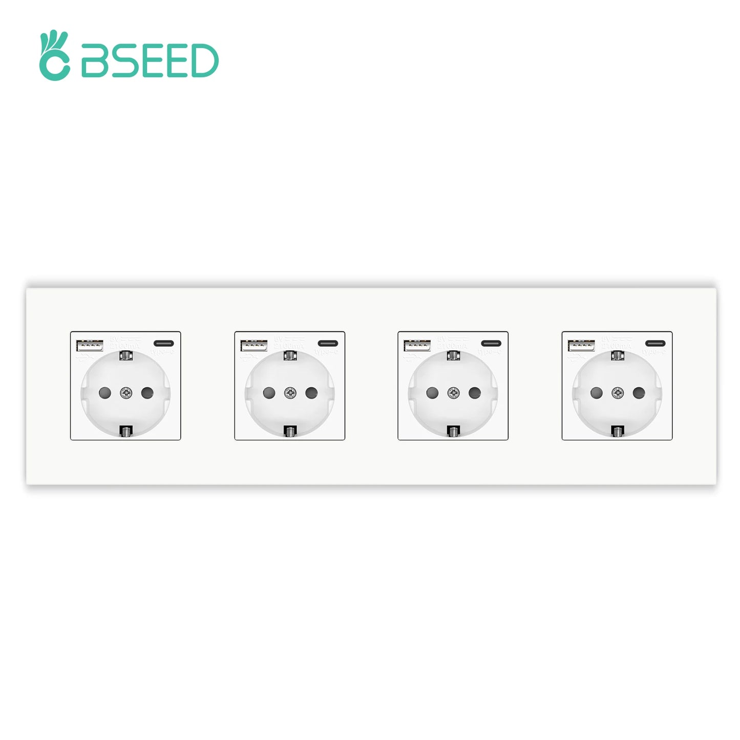 BSEED EU-Wandsteckdosen Typ C USB-Steckdosen Doppelte Steckdosen Dreifachsteckdosen Kunststoffrahmen Deutschland Steckdose mit Dual-USB.