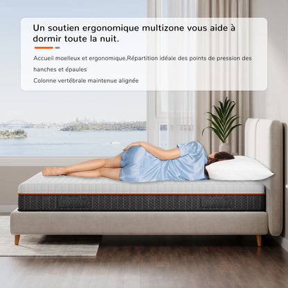 Vesgantti Schaumstoffmatratze, weiß, 16/18/26 cm Dicke, Gel-Memory-Schaum-Matratze, Zoned Support hält Sie gut ausgerichtet