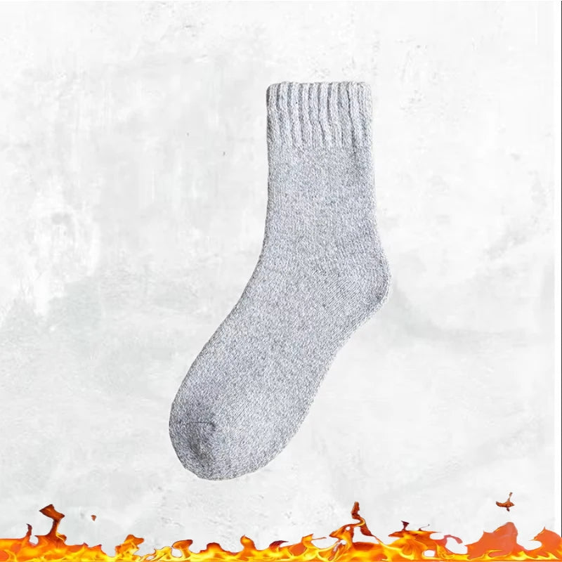 Men's thick warm towel socks 3 pairs of casual solid color mid-calf socks winter men's socks