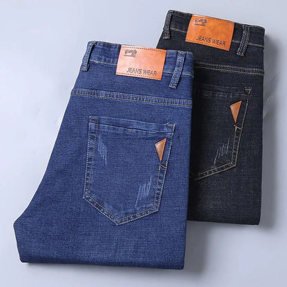 2024 Fashion Men Stretch Loose Straight Jeans Casual Elastic Slim Fit Denim Pants Male Brand Business Trousers Large size 38 40