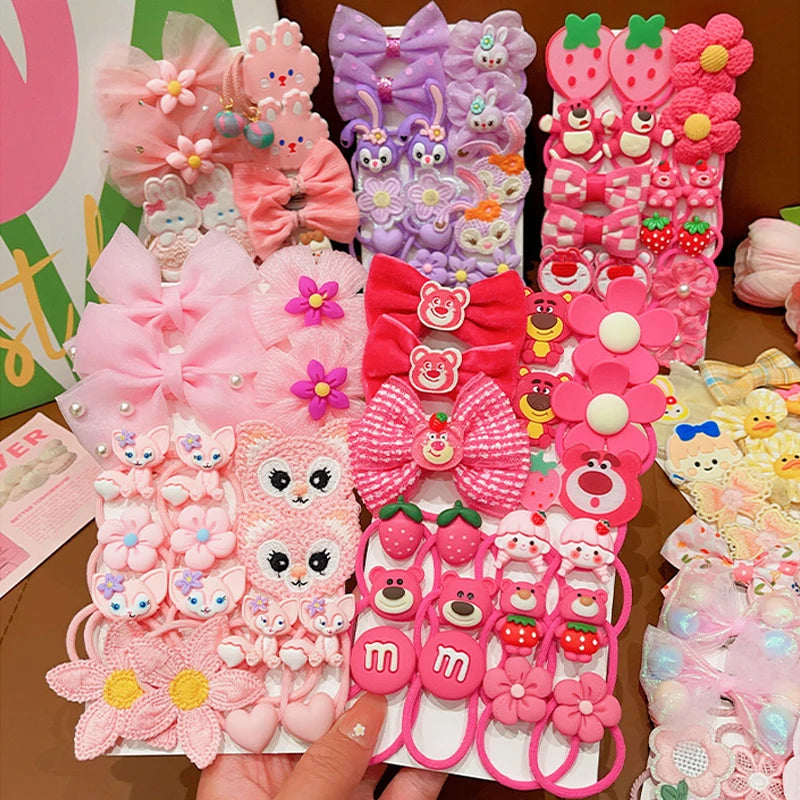 20pcs/Set Children's Hair Accessories Elastic And Scrunchies Hair Bands Resin Cartoon Animals Hair Rope Sweet Cute Ponytail Hold.