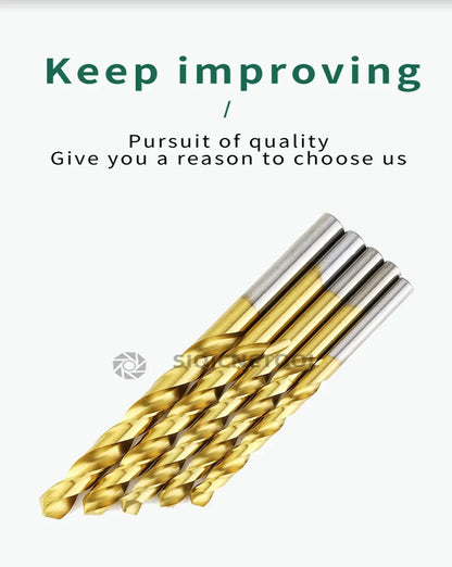 LOCO 50 Stück Titanbeschichtete Bohrer HSS Schnellarbeitsstahl-Set Werkzeug Hochwertige Elektrowerkzeuge 1/1,5/2/2,5/3 mm