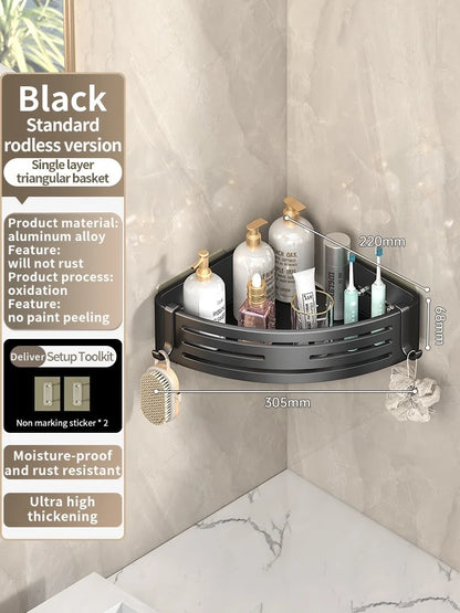 Kein Bohren Aluminium Badezimmer Regal Regale Shampoo Make-up Lagerung Halter Küche Organizer Wand Badezimmer Zubehör