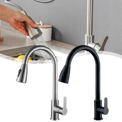 2025New Modern Stainless Steel 360° Rotating Telescopic Faucet Stainles Steel Is More Durable Kitchen Sink Bathroom Basin Faucet