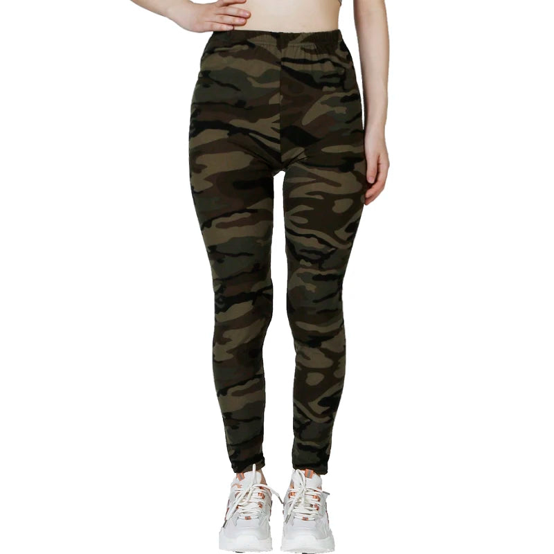 Camouflage Grau Grün Enge Lässige High Stretch Damen Leggings, Sportliche Und Sexy Fitness Retro Neun Punkt Bleistift Hosen.