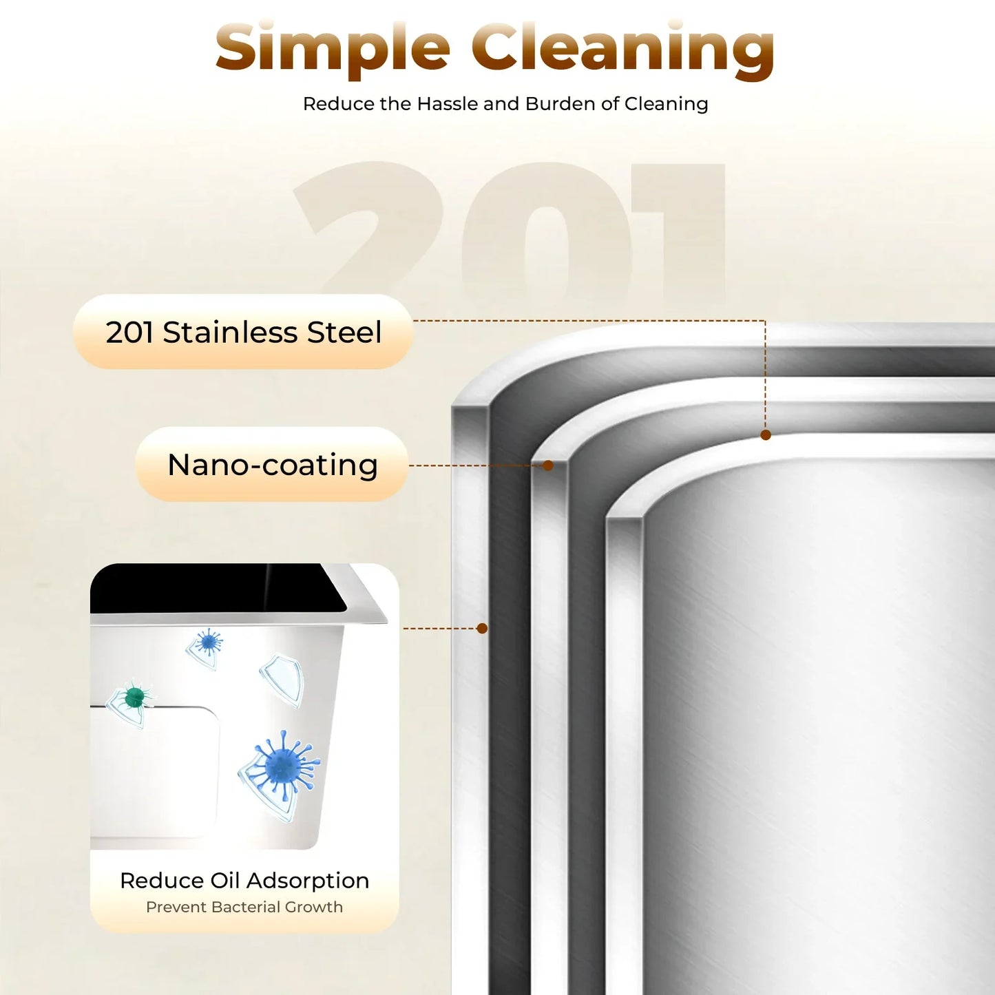 [Edelstahlspüle] Moderne Küchenspüle aus Edelstahl – Edelstahl – für die Küche – langlebig, elegant