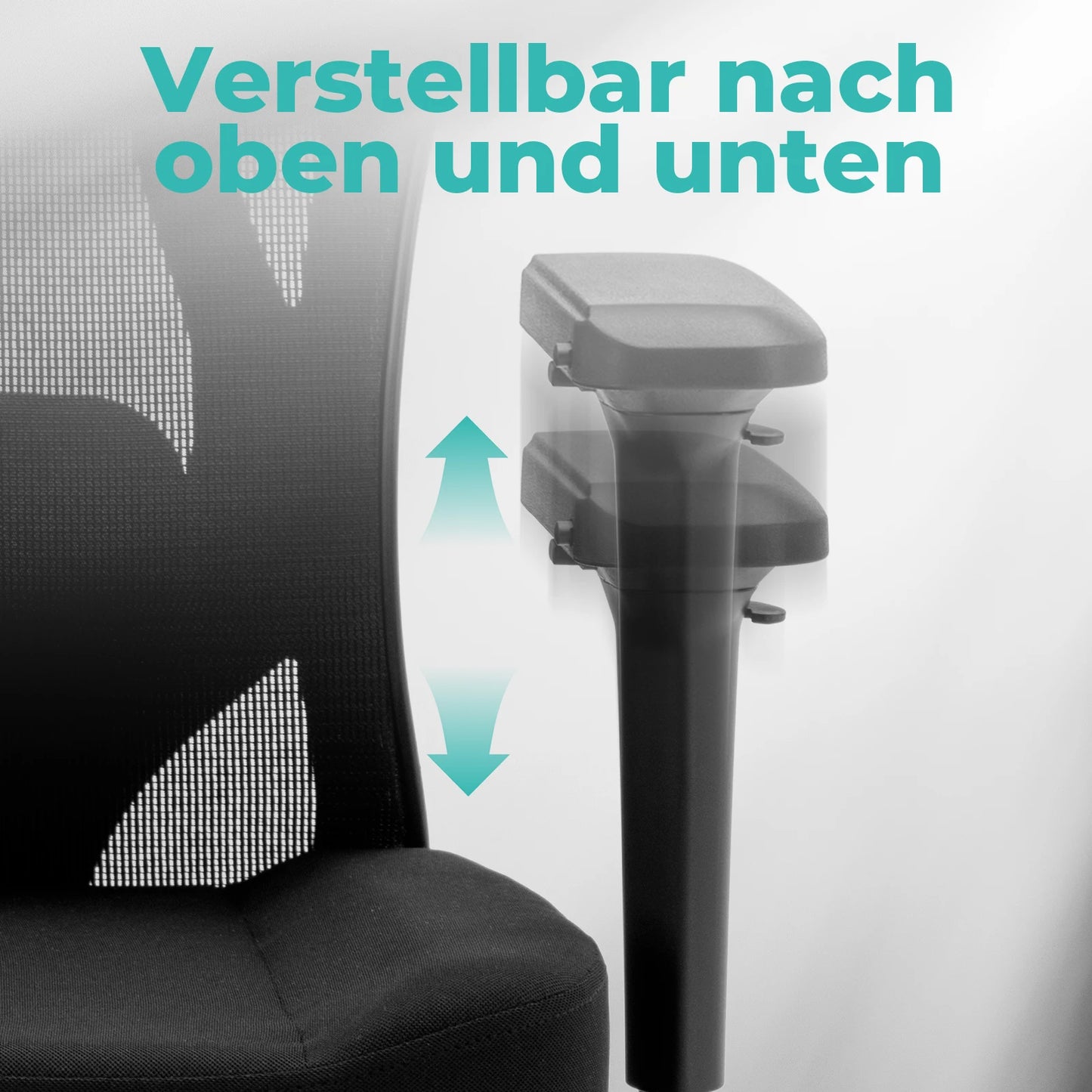 WOTSTA Ergonomischer Bürostuhl mit atmungsaktiver Rückenlehne und verstellbaren Kopfstützen-Armlehnen, gepolstertem Sitz, ideal für Arbeit und Studium