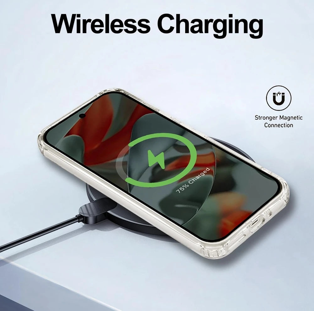 Luxury Transparent Magsafe Magnetic Case for Google Pixel 9A 10 9 8 7 6 Pro 9 Pro XL 8A 7A 6A Wireless Charging Clear TPU Cover.