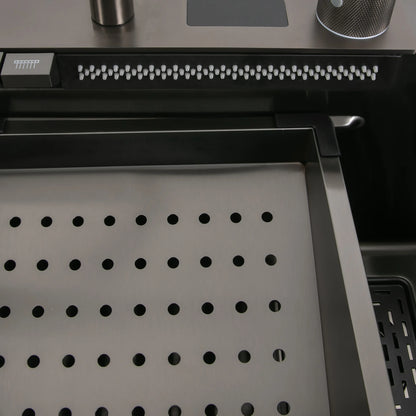 Intelligentes Küchenspülbecken mit digitalem Wasserhahn, Nano-beschichtetes Edelstahlspülbecken, ausziehbares Sprühgerät, Schneidebrett im Lieferumfang enthalten für Zuhause