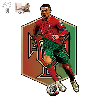 Soccer Player Wooden Puzzle for Football Fan Sports Star Wood Jigsaw Advanced Difficulty A3 A4 Size Puzzles
