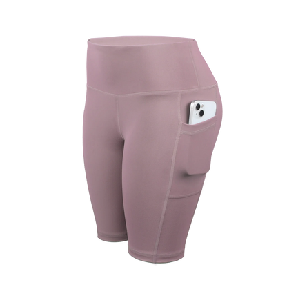 CHRLEISURE Women Solid Yoga Shorts with 3 Pockets High Waist Butt Lifting Workout Tights Gym Elastic Cycling Shorts Activewear.