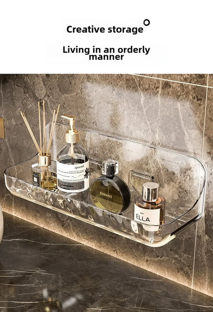 Kein Bohren, Acryl-Badezimmerregal, Wandmontage, Dusch-Organizer für Shampoo, Kosmetik, platzsparendes WC-Aufbewahrungsregal, Eckregal