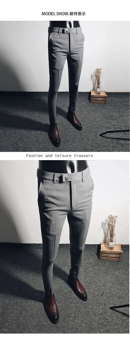 Men Suit Pants Dress Pantalone Hombre Stretch Slim Formal Trousers Calça Masculina Solid Color Casual Pants Fashion Men Clothing
