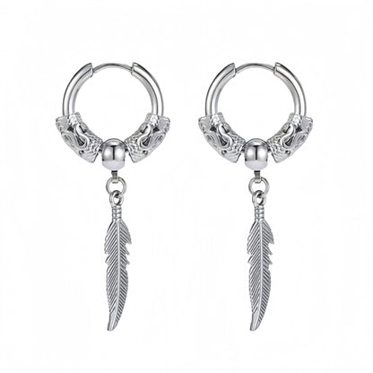 Long Hanging Crosses Leaves Pendants Hoops Woman Earrings Man Vintage Stainless steel Hip Hop Ear Piercing Jewelry Accessories.