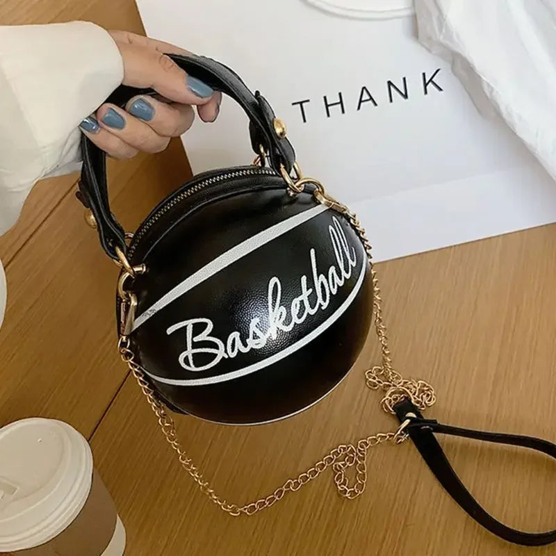 PU Basketball Women's Bag New Network Red Football Bag Personalized Fun Pink Basketball Bag Ins Versatile Chain Shoulder Bag.