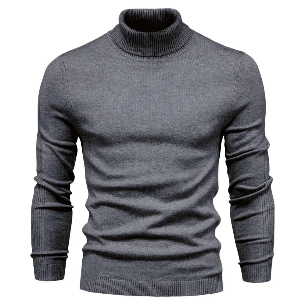 New Winter Turtleneck Thick Mens Sweaters Casual Turtle Neck Solid Color Quality Warm Slim Turtleneck Sweaters Pullover Men