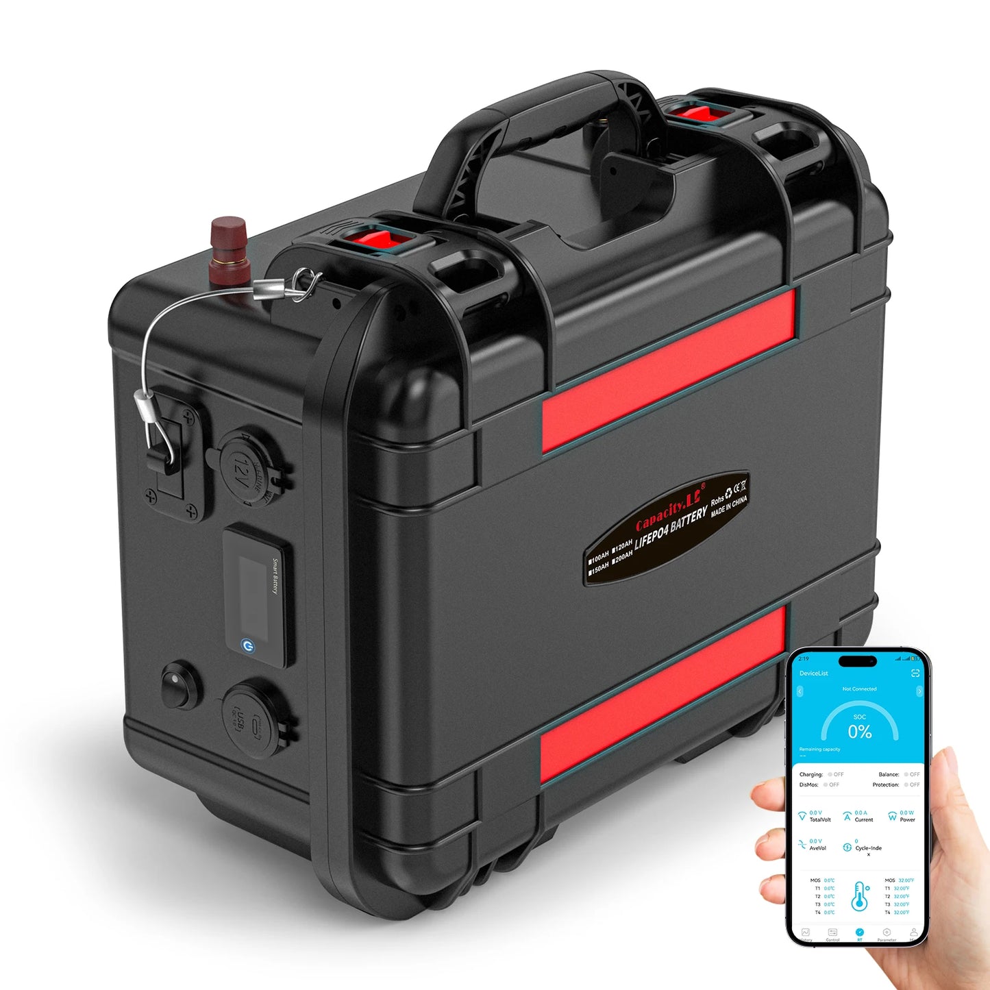 New12V100Ah LiFePo4 Battery 120AH 150AH200AH 12v Rechargeable Lithium Battery Pack300A With Bluetooth BMS for Comping Solar Boat.